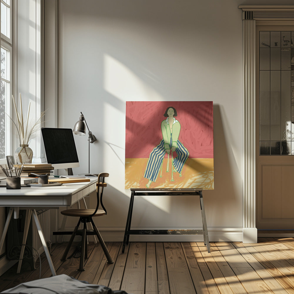 Frau auf Hocker | Leinwand