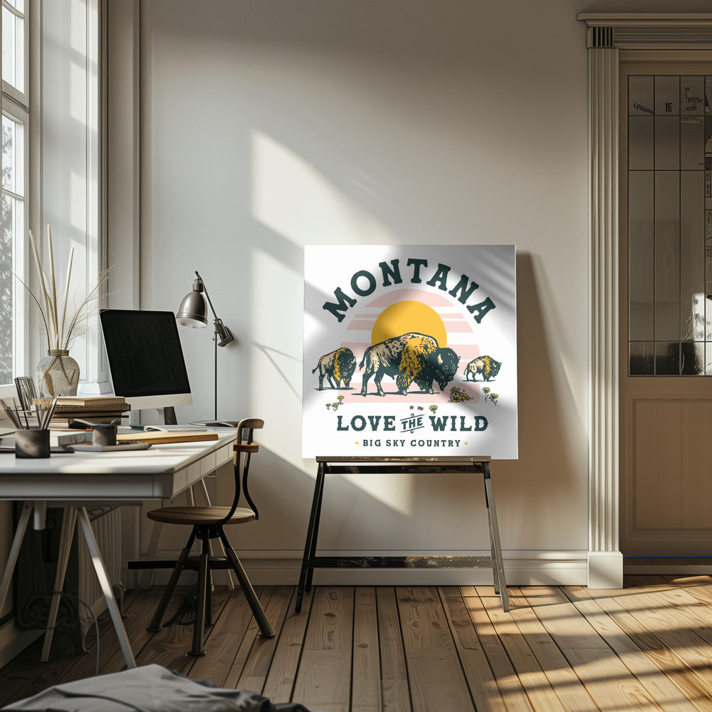Montana Buffalo Art: Liebe die Wildnis | Leinwand