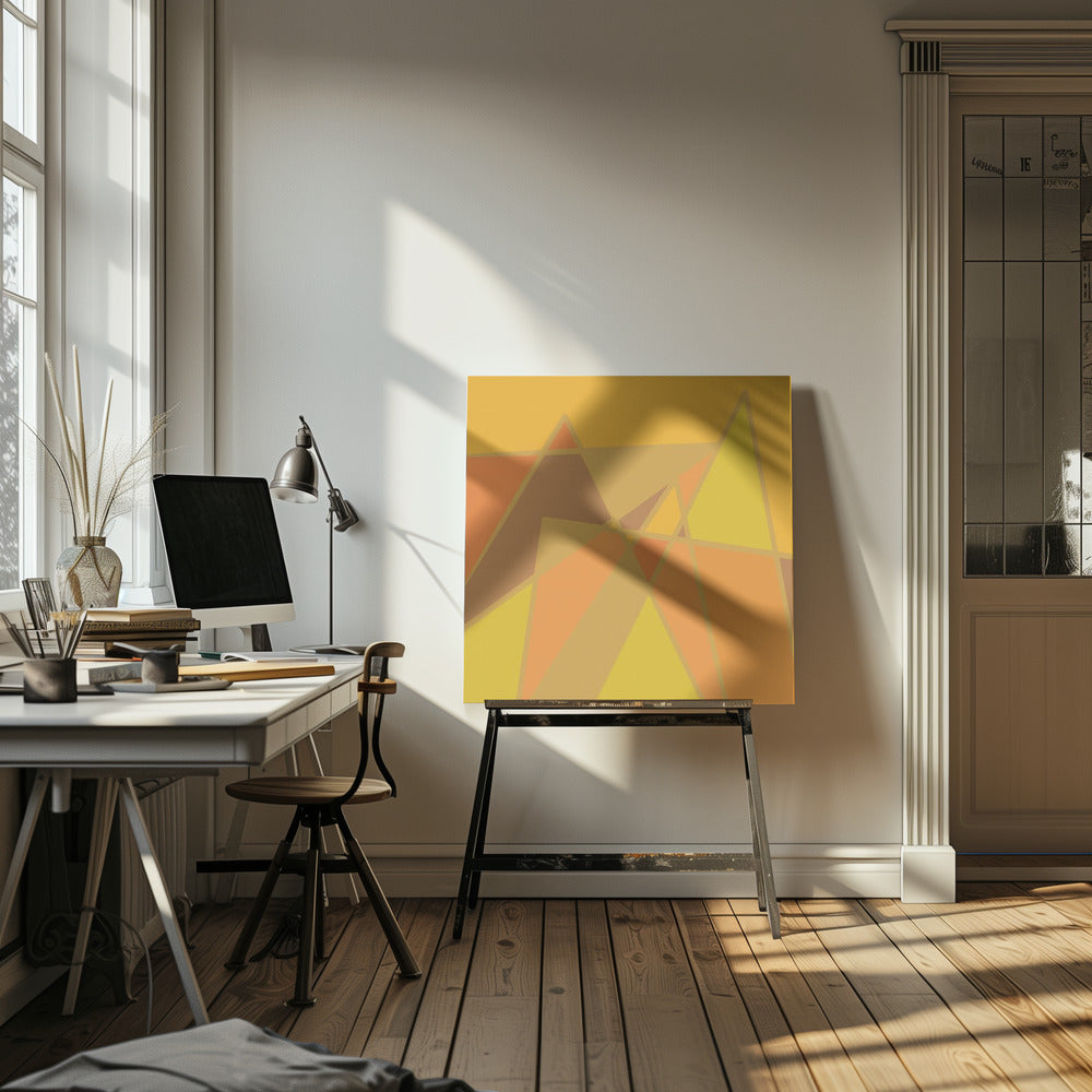 Goldene abstrakte Berge | Leinwand
