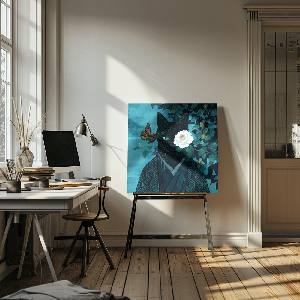 Weiße Kamelienkatze | Leinwand