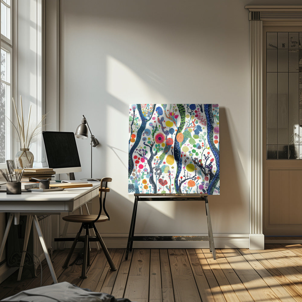 Lebendiger Blumenwald | Leinwand