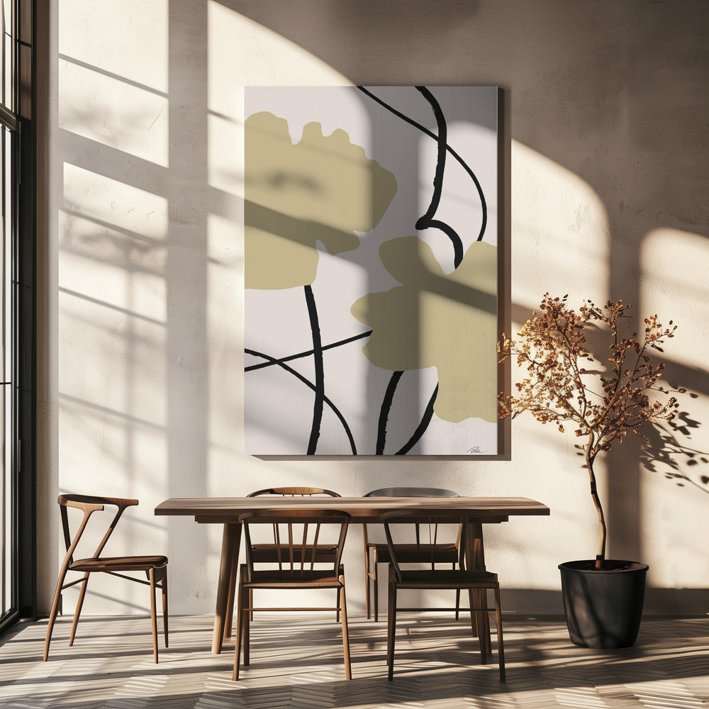 Beige Blumen 02 | Leinwand