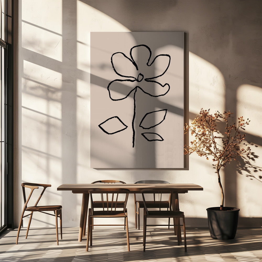 Ölpastell Blume Schwarz | Leinwand