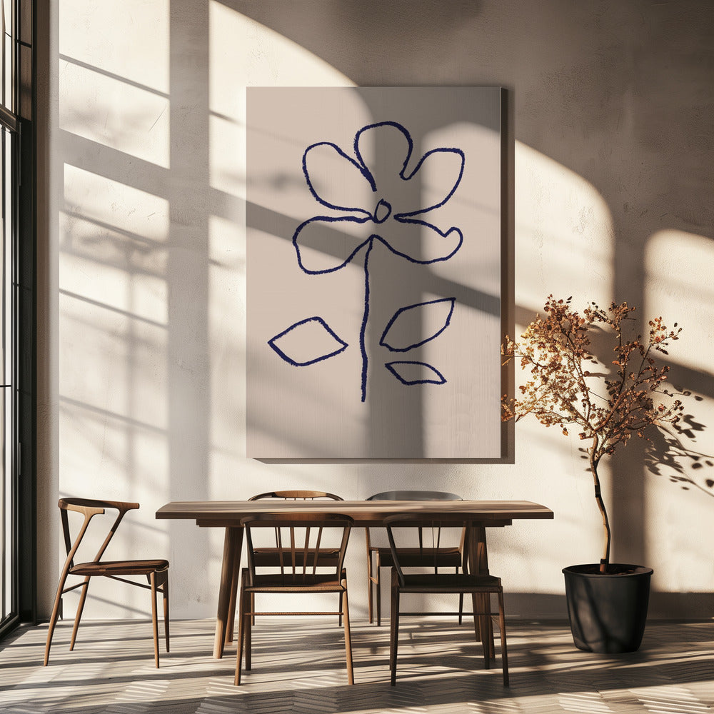Ölpastell Blume Blau | Leinwand
