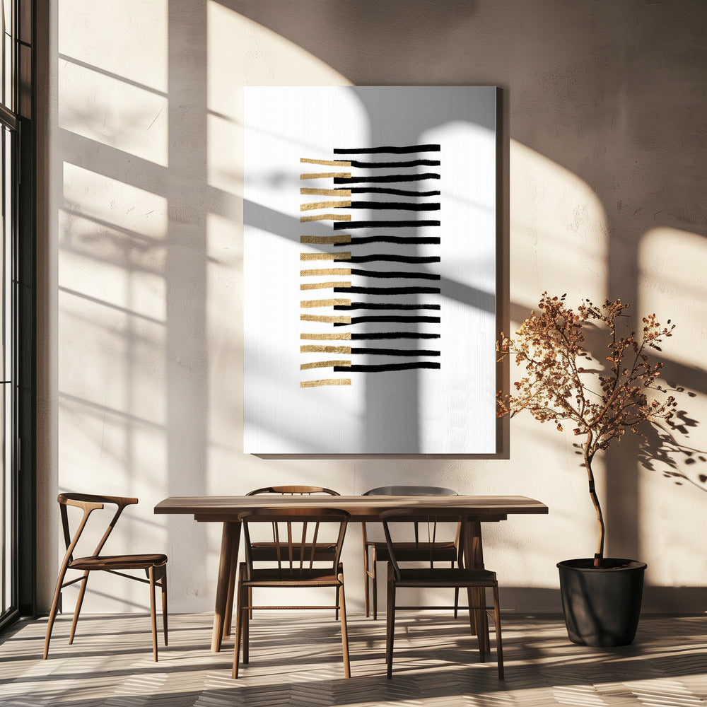 Gold auf schwarzen Linien | Leinwand
