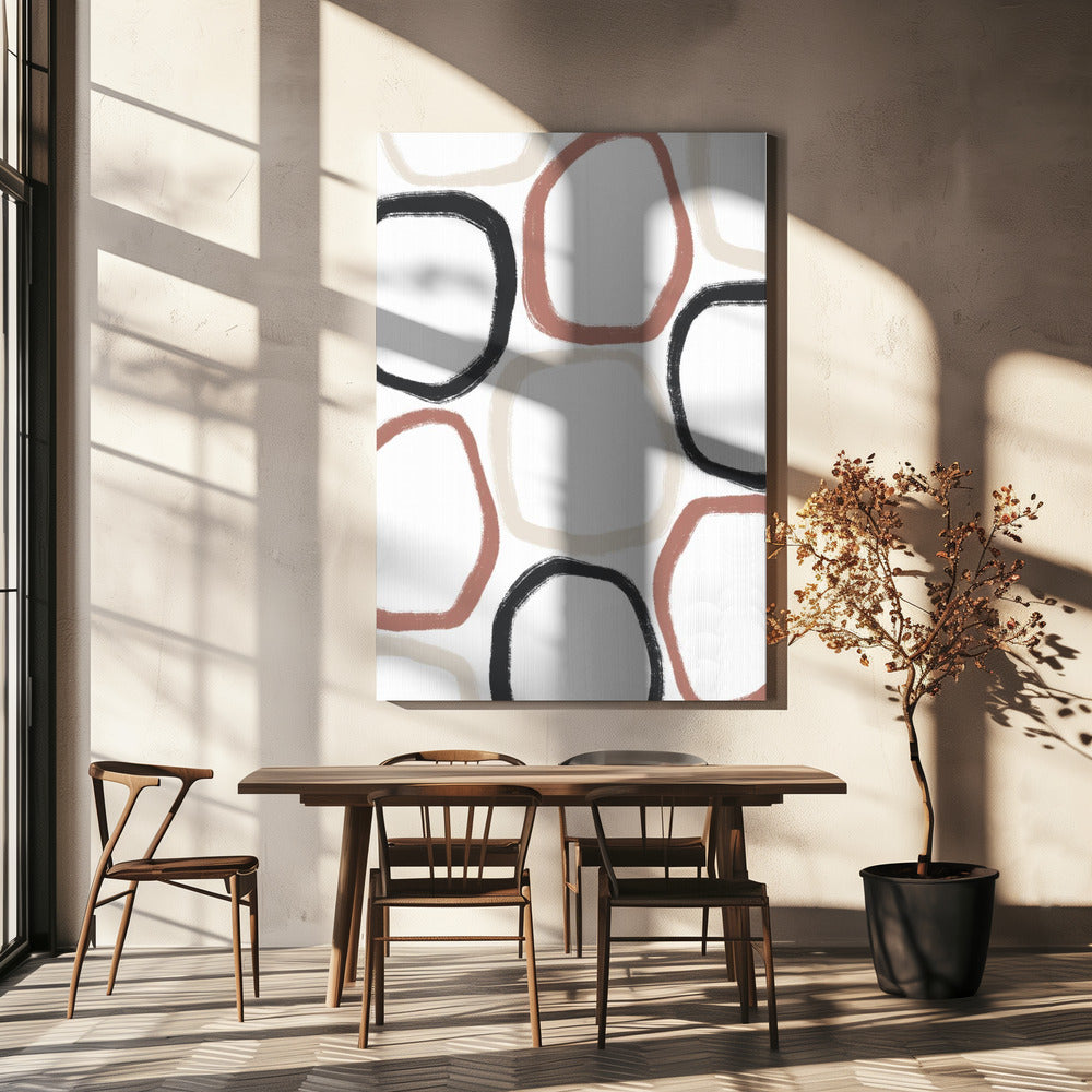 Circles in Black Beige and Rust | Canvas
