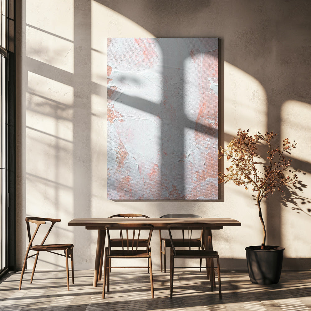 Minimalistisches Design mit Pfirsich- und Weißtönen | Leinwand