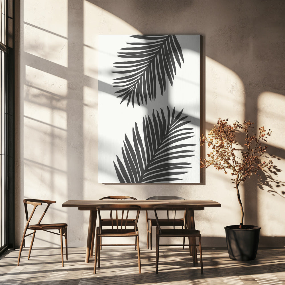 PALM LEAF 12 GRAPHITGRAU | Leinwand