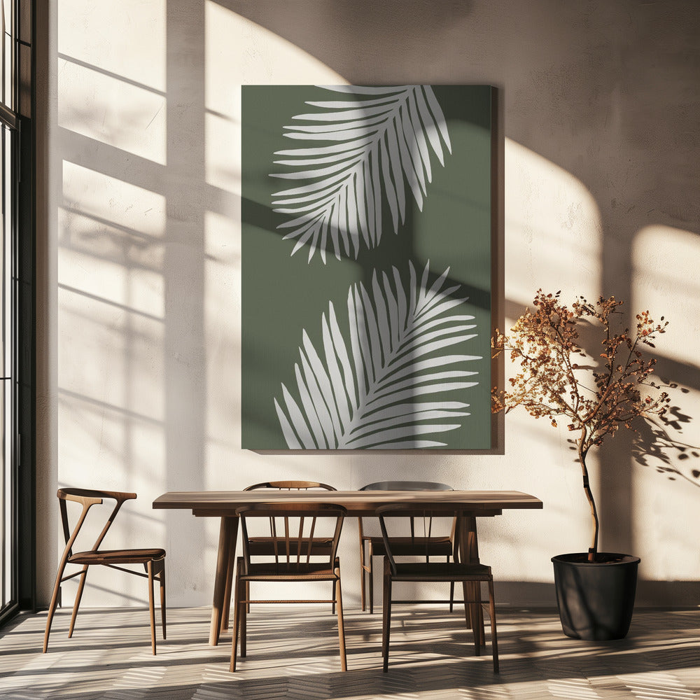 PALMBLATT 06 GRÜN WEISS | Leinwand