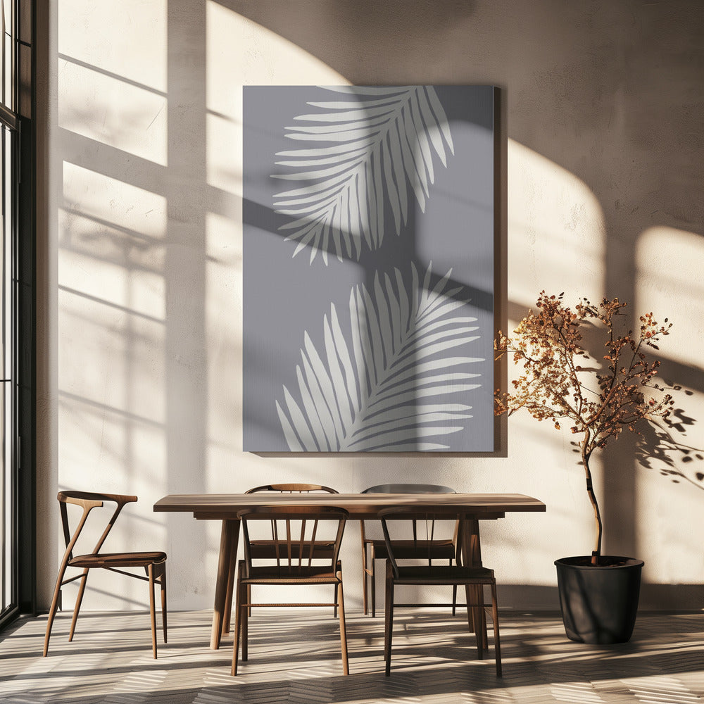 PALMBLATT 03 MITTELGRAU | Leinwand