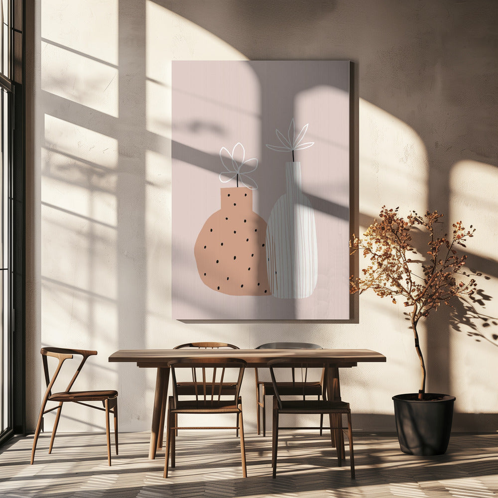 Minimalistische Zwillingsvasen | Leinwand