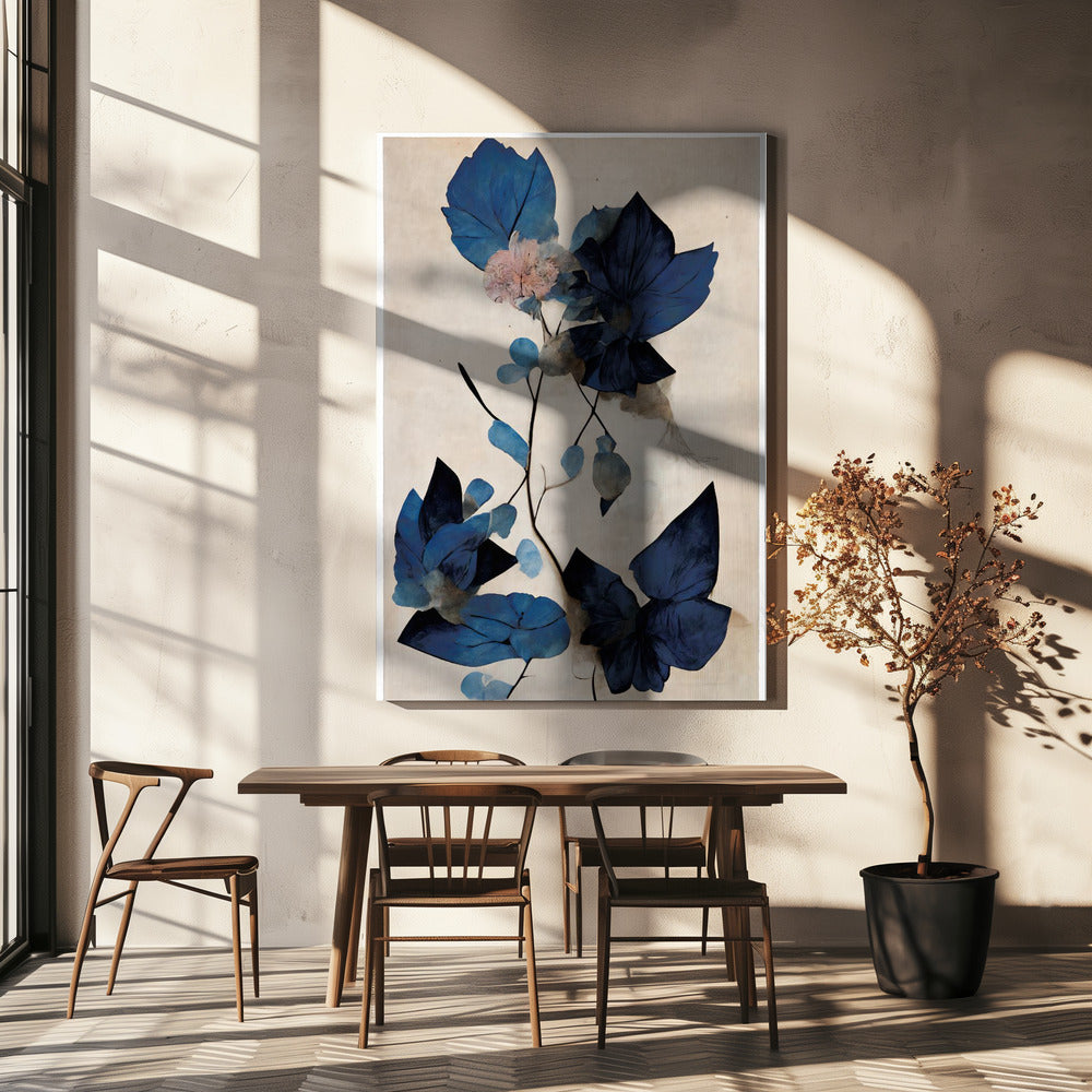 Blaue Trockenblumen | Leinwand