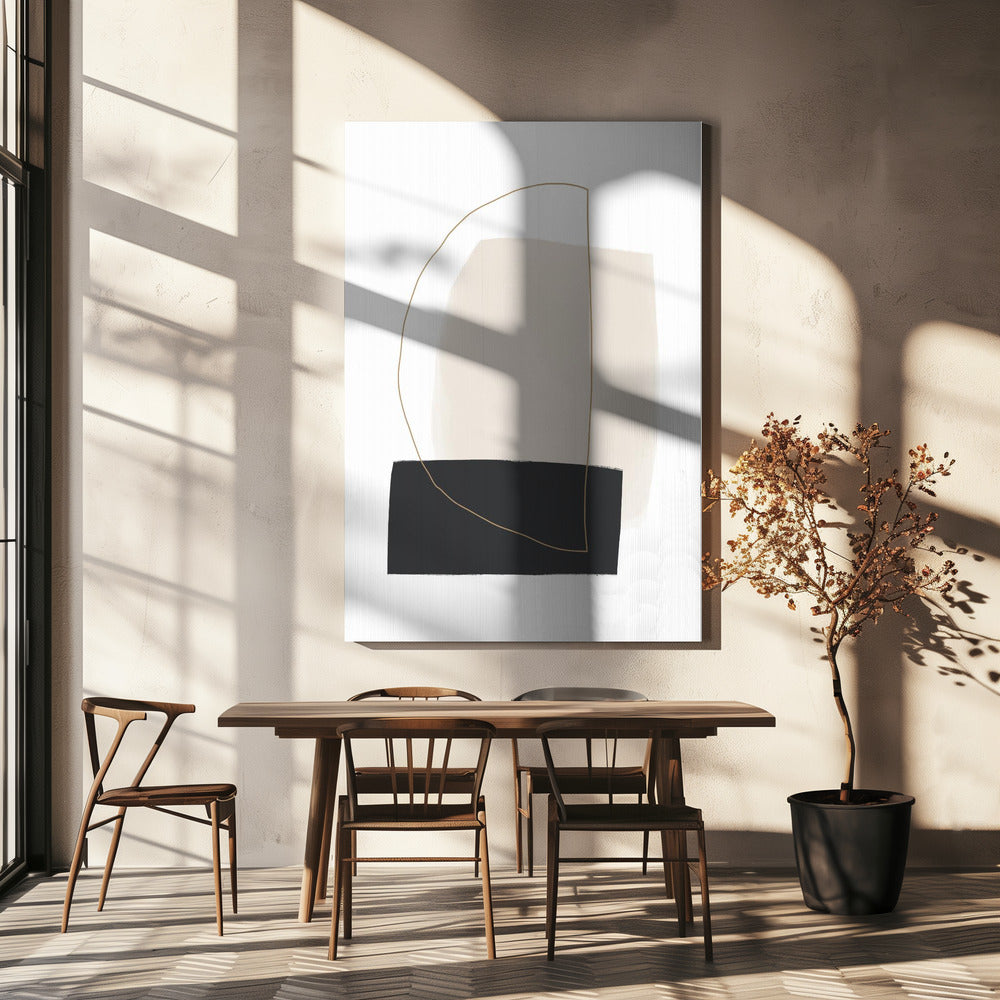 Geometric Shapes in Black, White and Beige Tones | Canvas