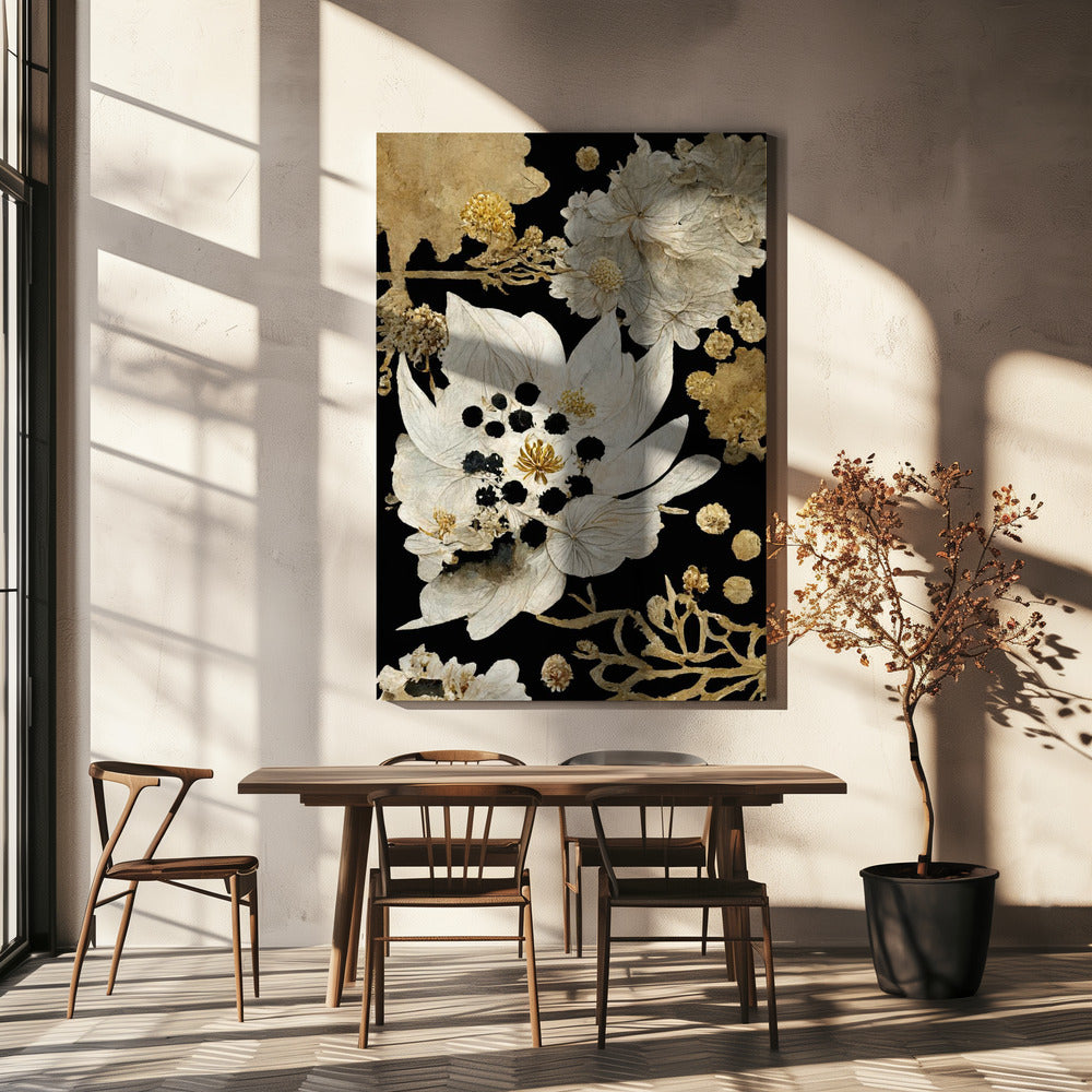 Goldene Blütenblüte | Leinwand