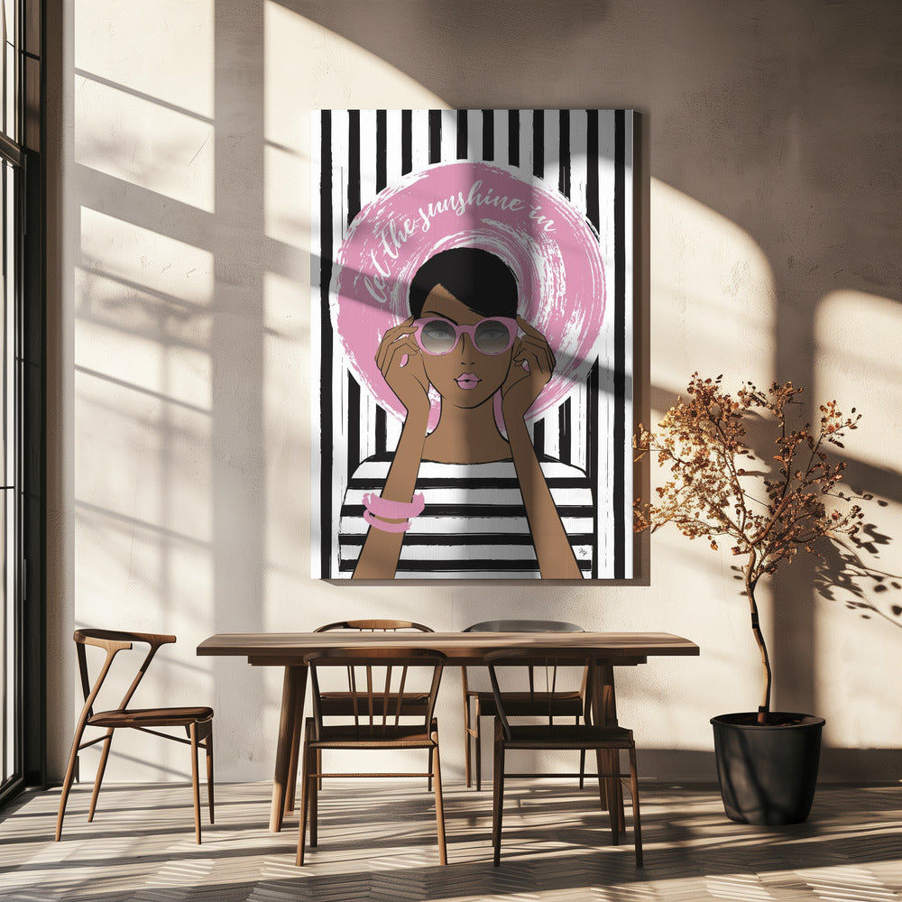 Frau mit rosa Sonnenbrille | Leinwand