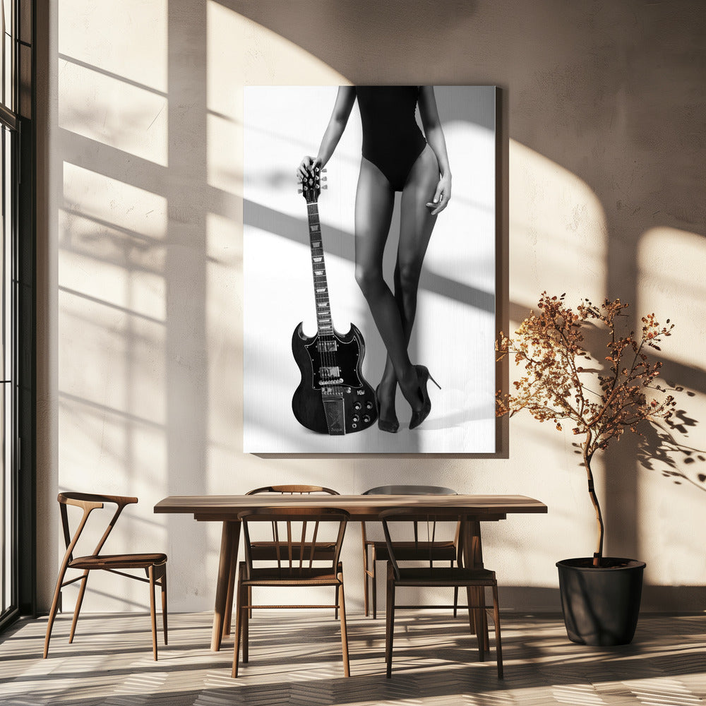 Lady und die Gibson | Leinwand
