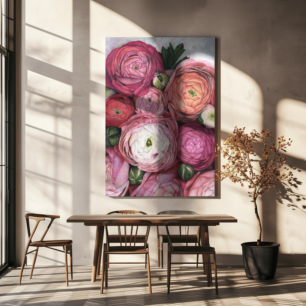Arleth Ranunkelnstrauß in warmem Rosa | Leinwand