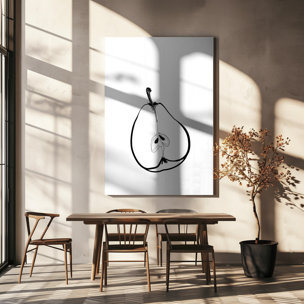 Line Art Halbe Birne | Leinwand