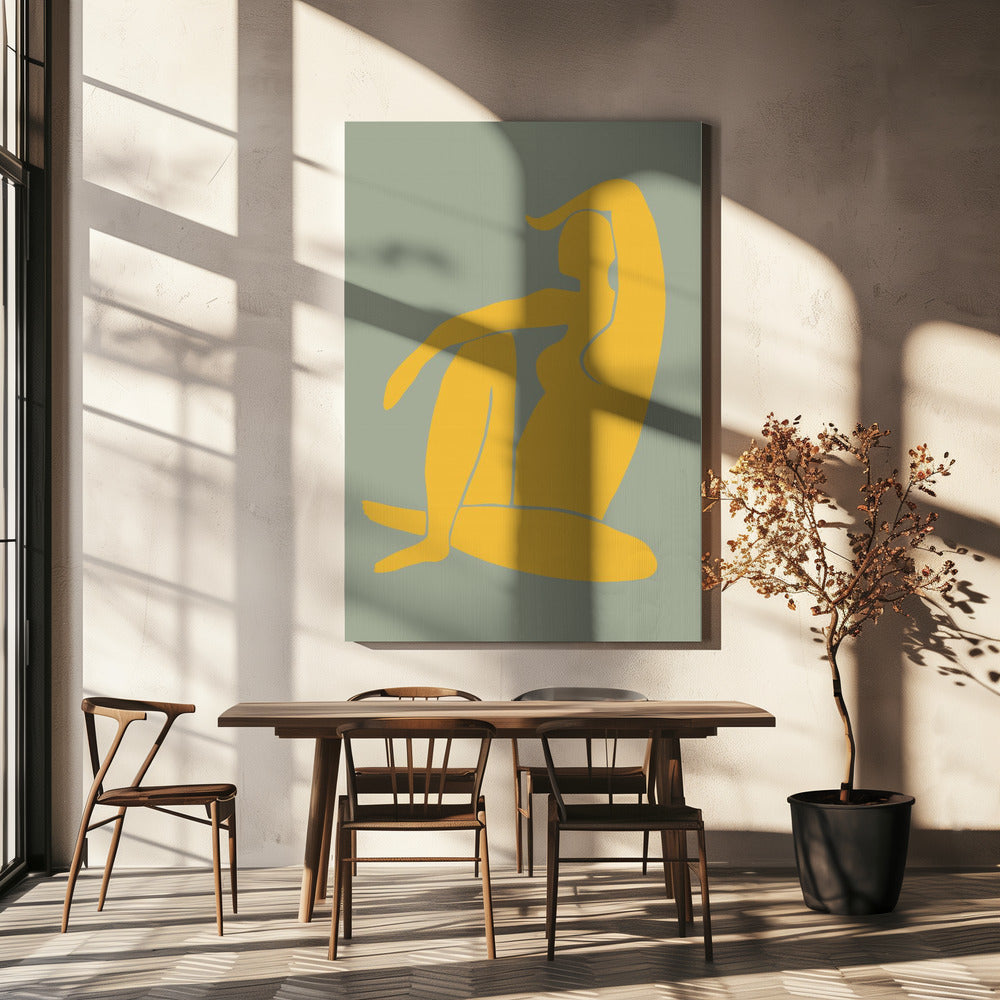 Figur Grün und Gelb Matisse Stil | Leinwand