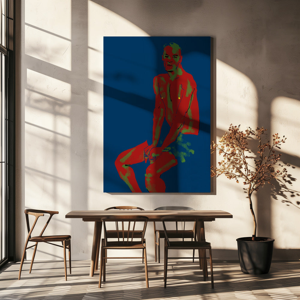 Ein Mann posiert blau | Leinwand