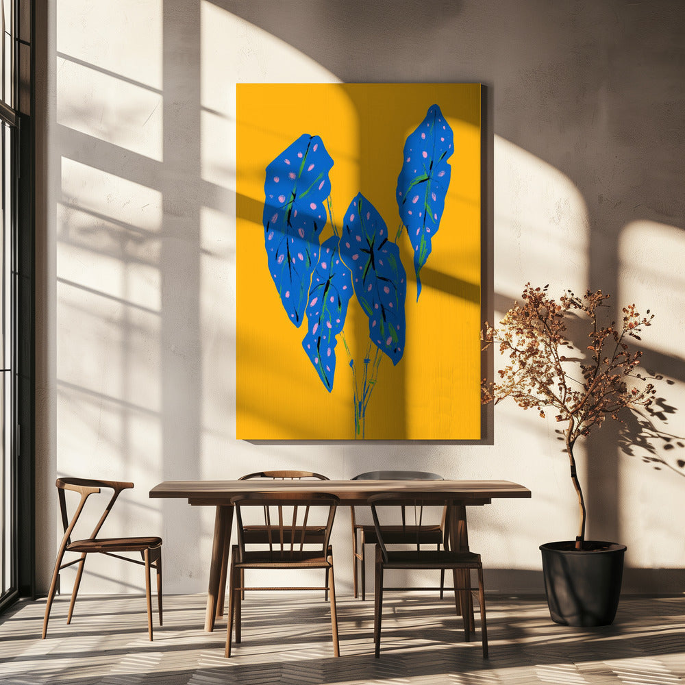 Begonia Maculata Blau und Gelb | Leinwand