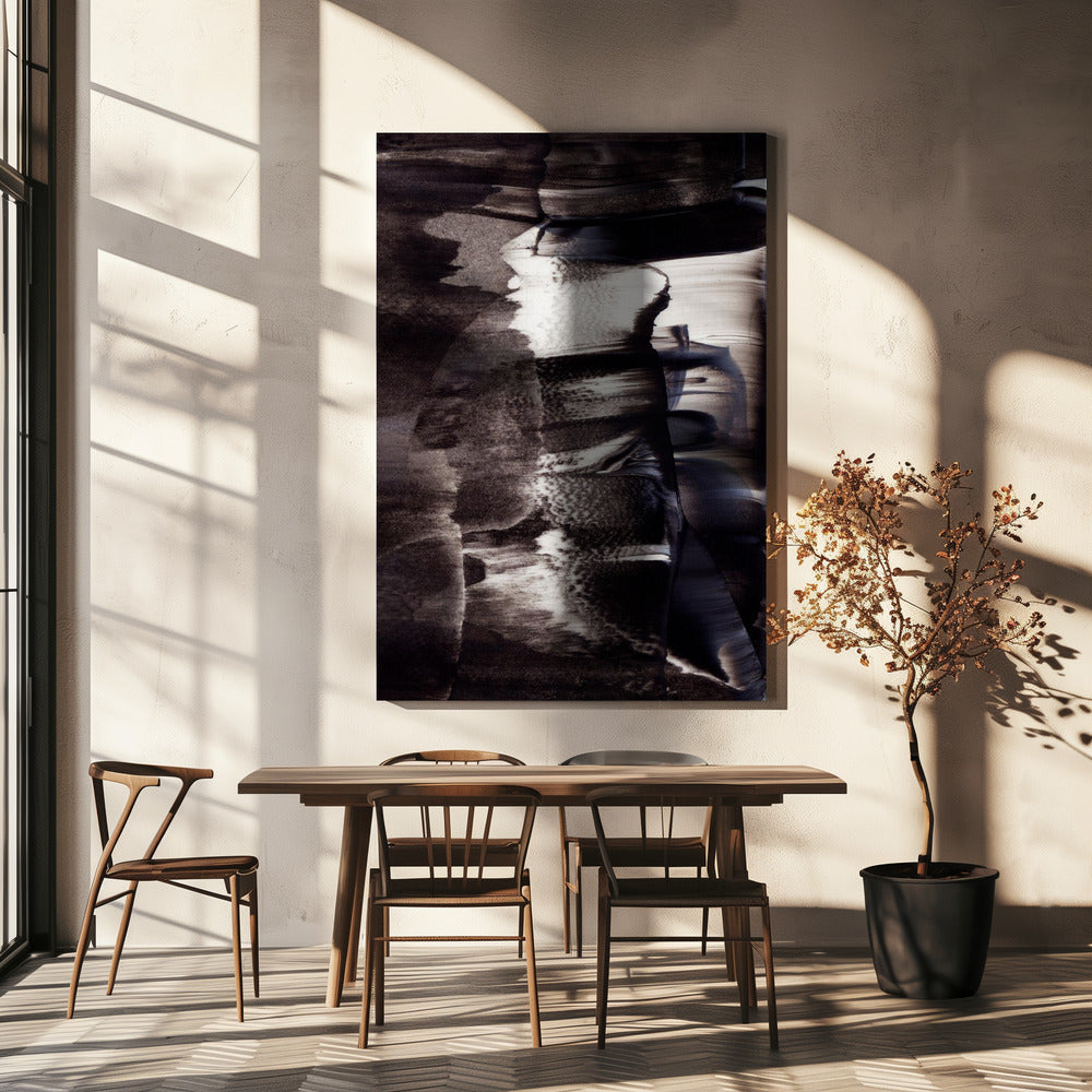 Monochrome Texturen und fließende Pinselstriche | Leinwand