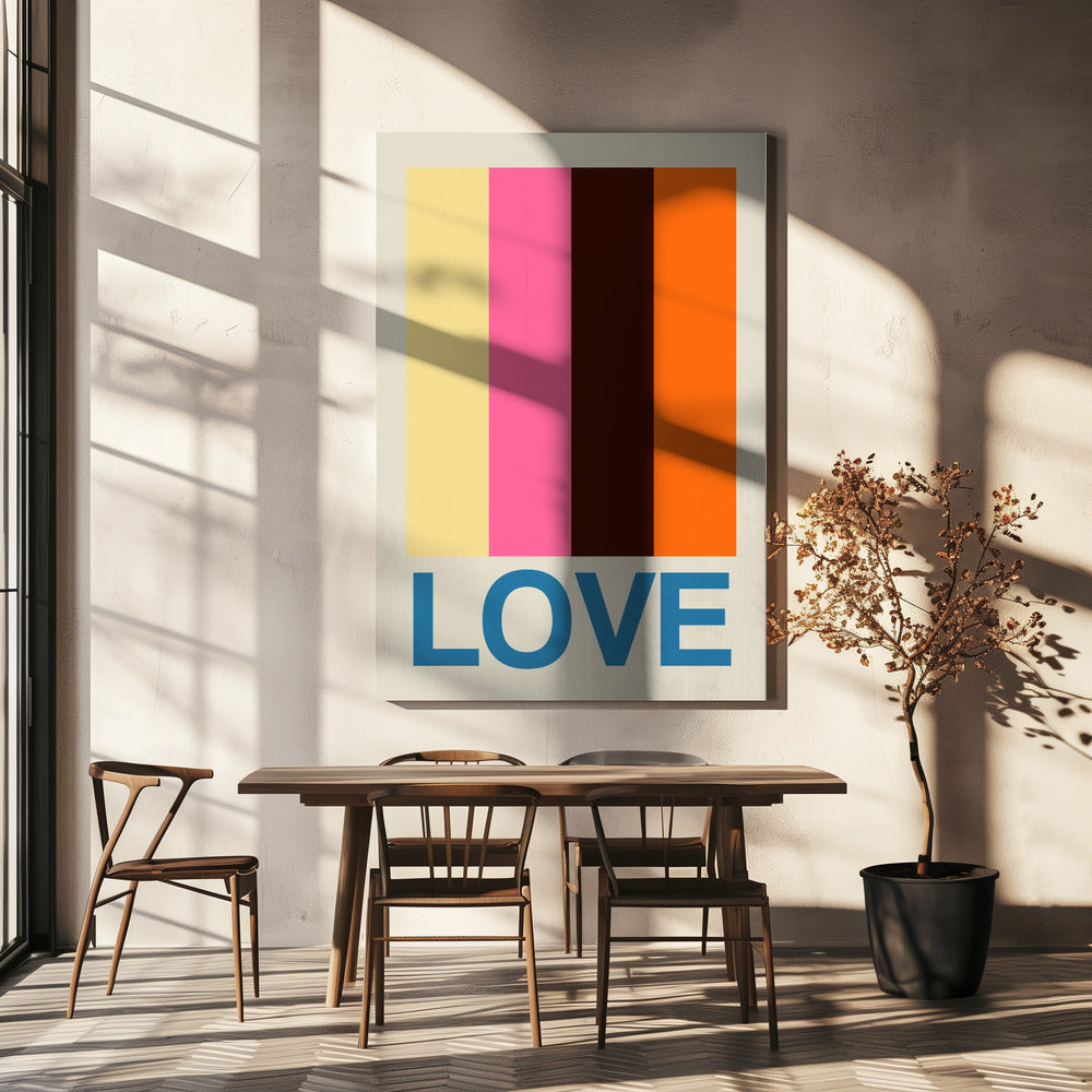 Retro Streifen LOVE Sommerfrüchte | Leinwand