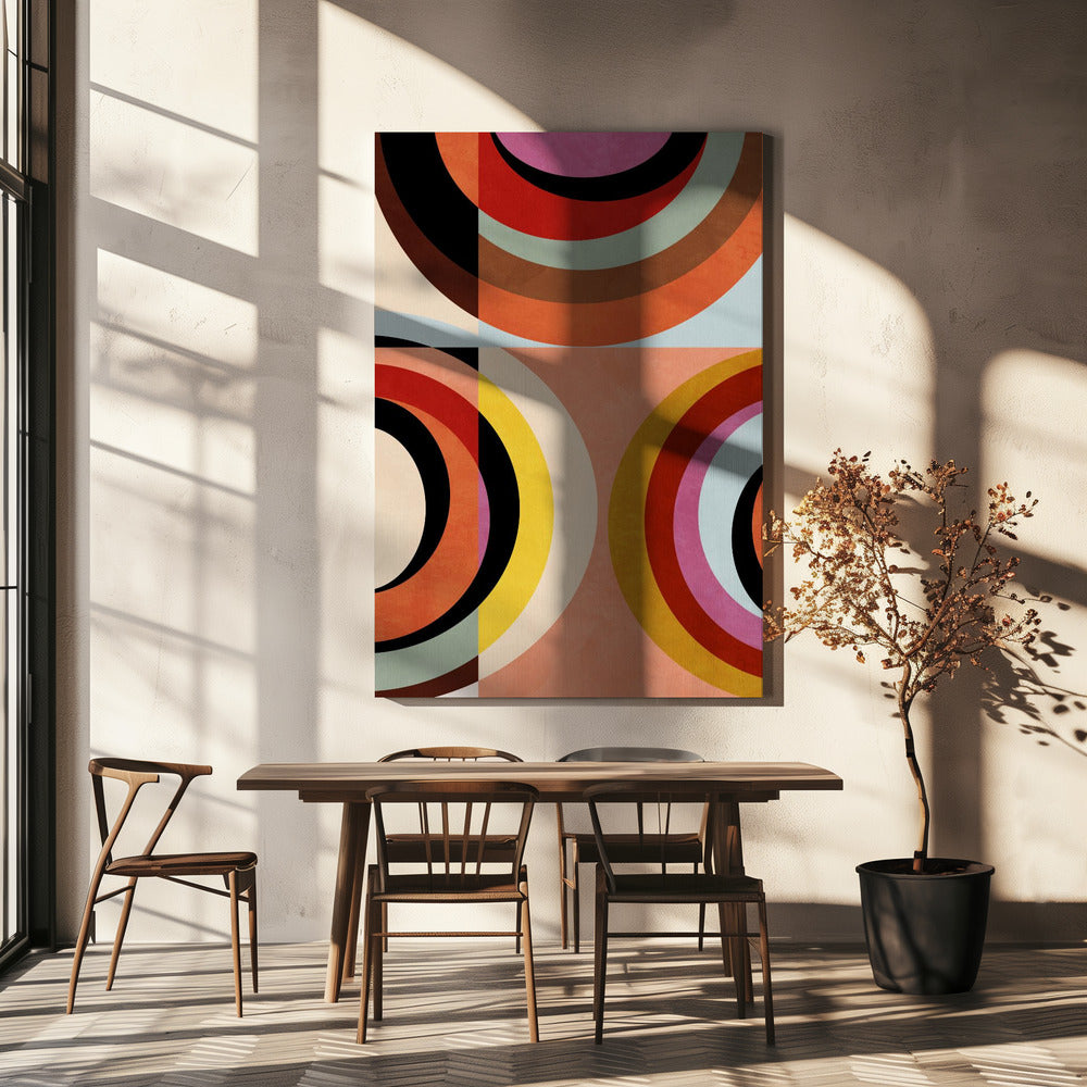 Warme Farben Bauhaus Geometrie3 | Leinwand