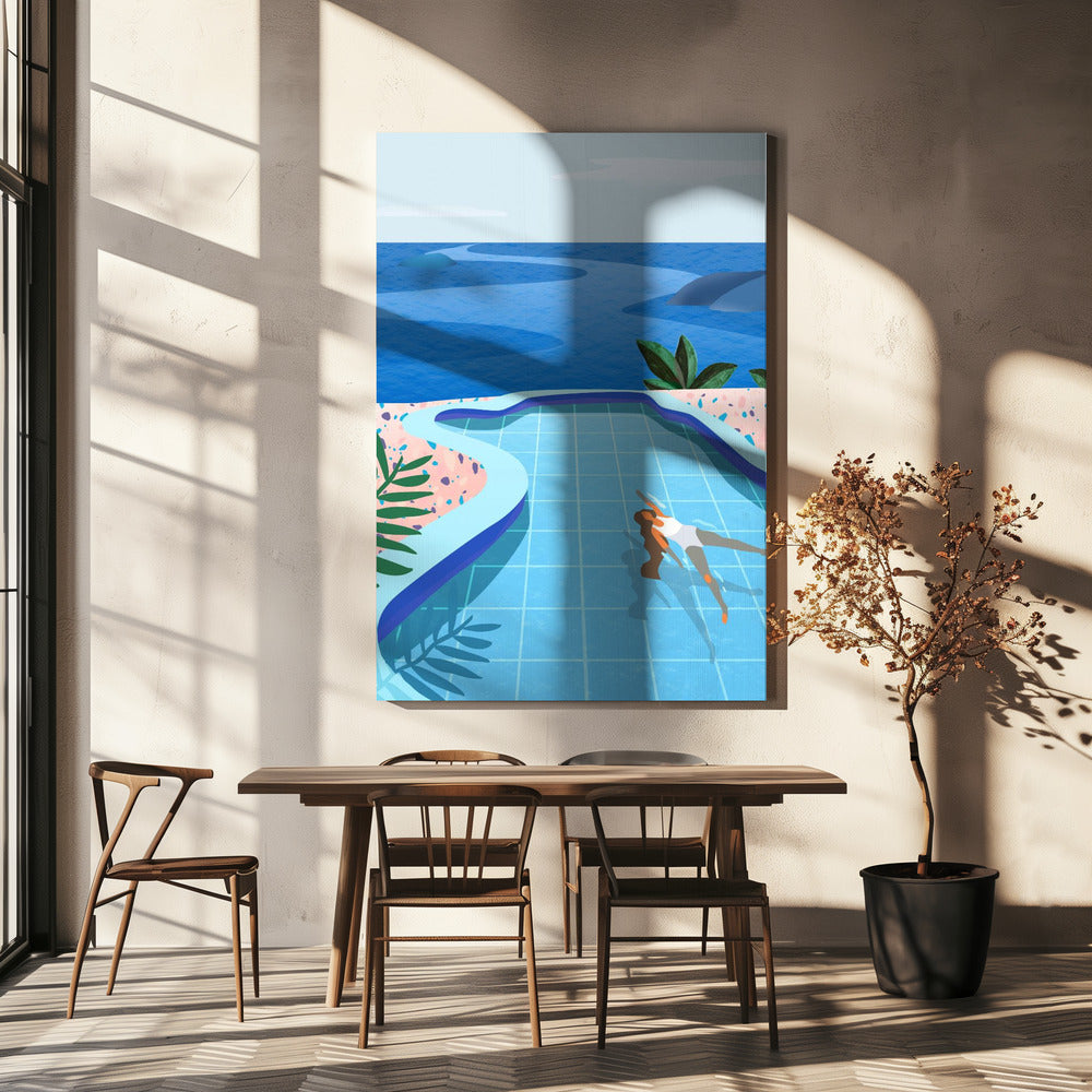 Mädchen im Pool | Leinwand