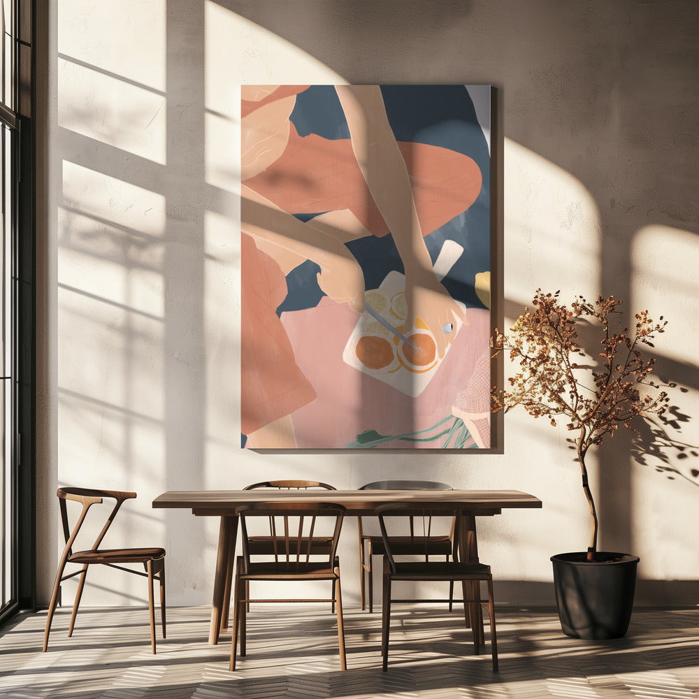 Grapefruits schneiden | Leinwand