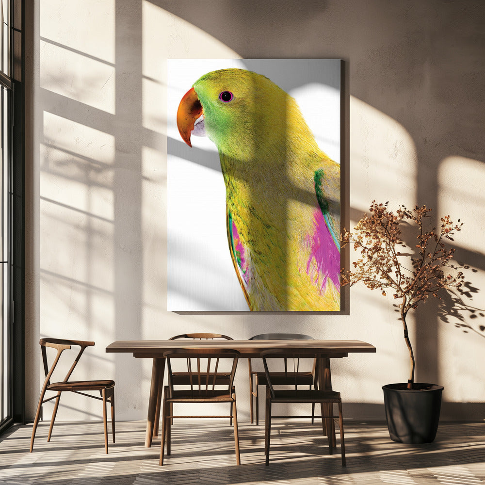 Lebendiges Papageienprofil | Leinwand