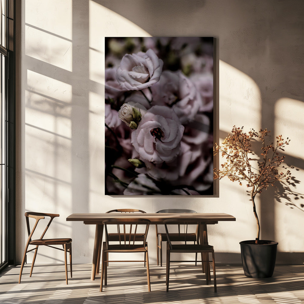 Zarte Schönheit der rosa Lisianthusblüte | Leinwand