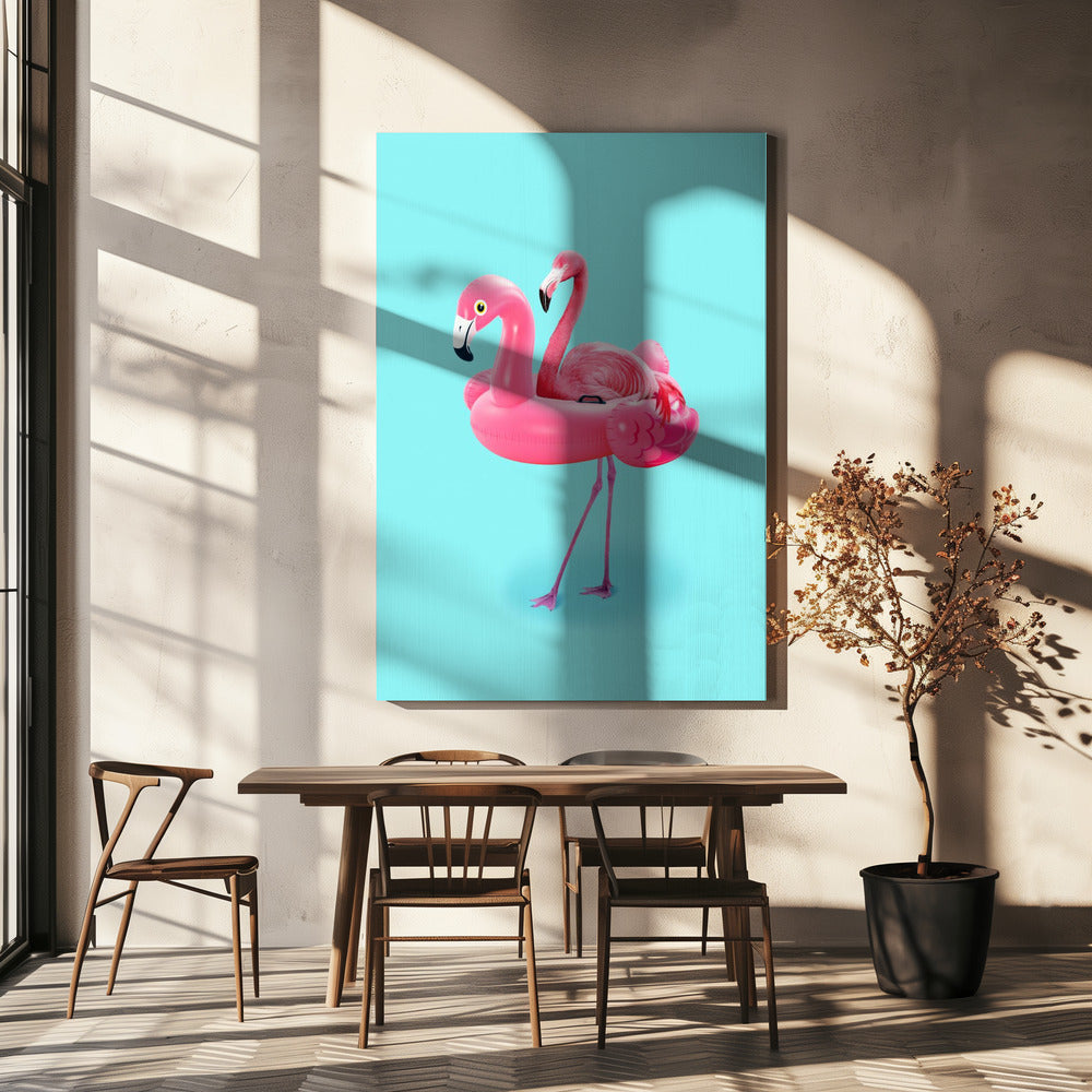 Flamingo im Resort | Leinwand
