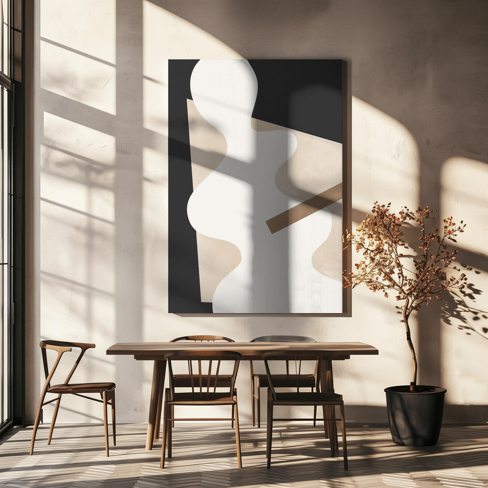 Beige Grafikkurven Kunst | Leinwand