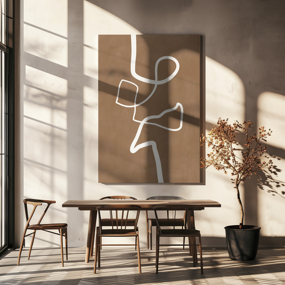 Weißes Einzellinien-Kunstwerk | Leinwand