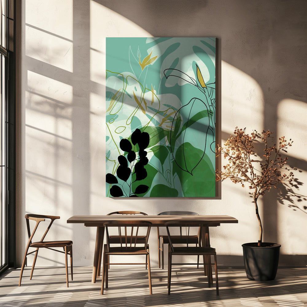 Blätter Linie Boho2 | Leinwand