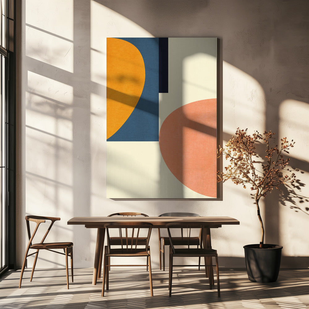 Regenbogen Plus Formen Blau Senf1 | Leinwand