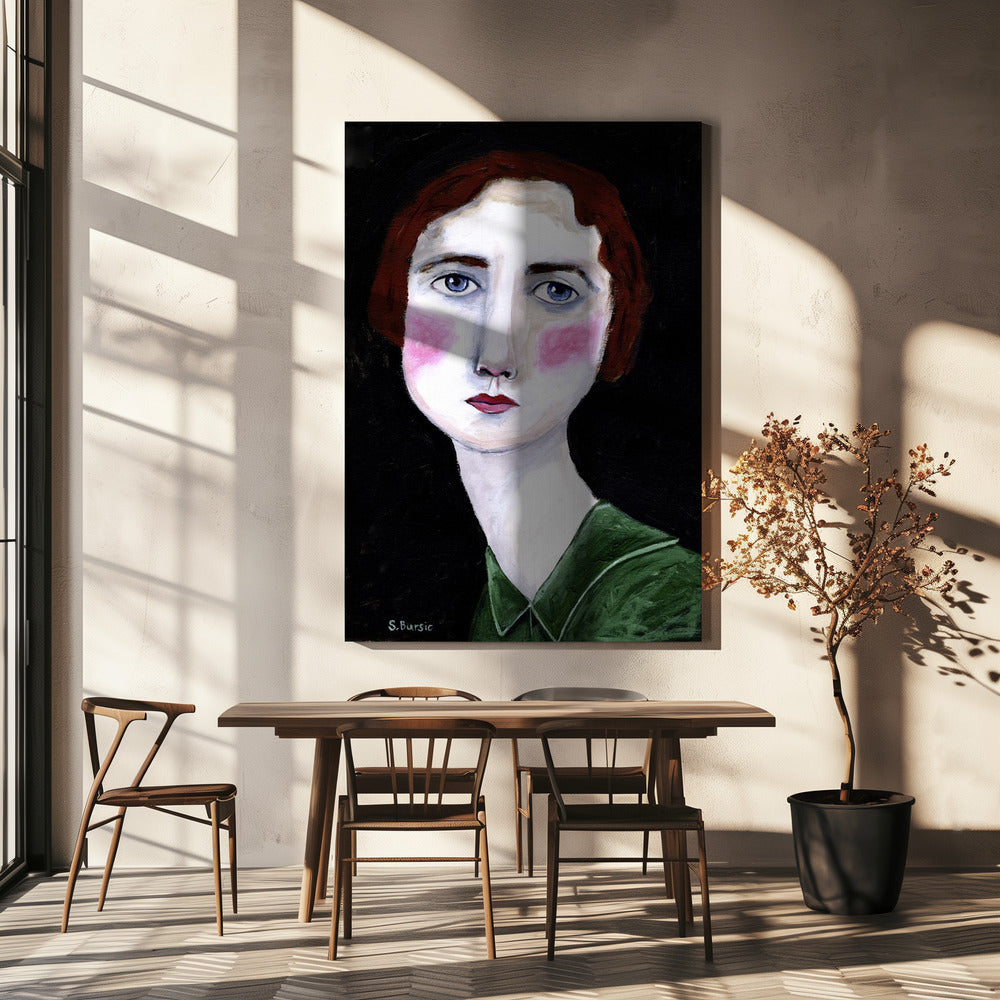 Vintage Frau mit rosa Wangen | Leinwand