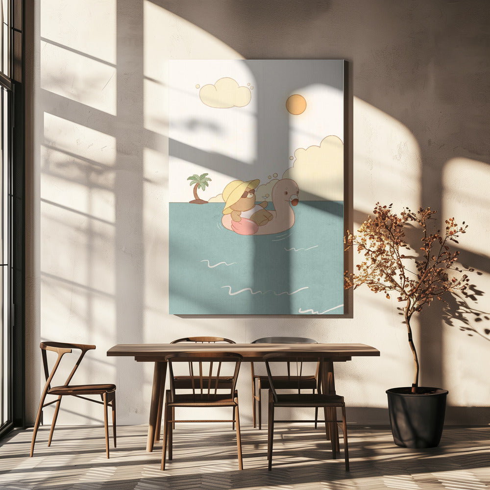 Bear On Summer Beach | Canvas