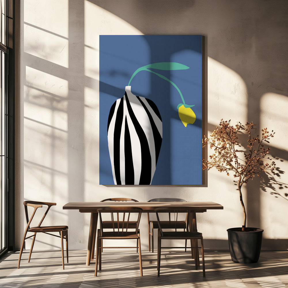 Tulpe in Vase mit Zebrastreifen | Leinwand
