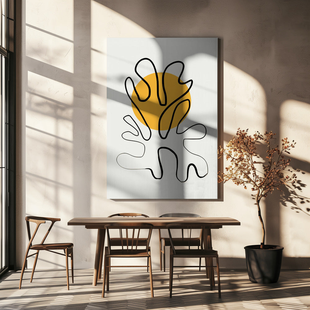 Minimalistische Koralle und Sonne | Leinwand