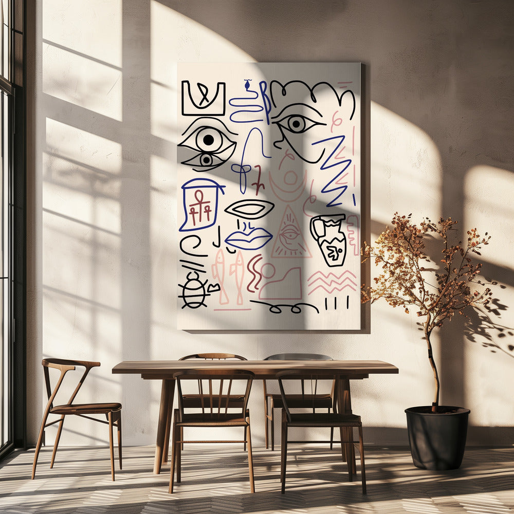 Line Art Höhlenzeichnung | Leinwand