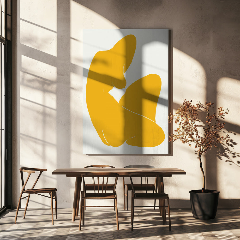 Yellow Silhouette Of A Female Figure | Canvas