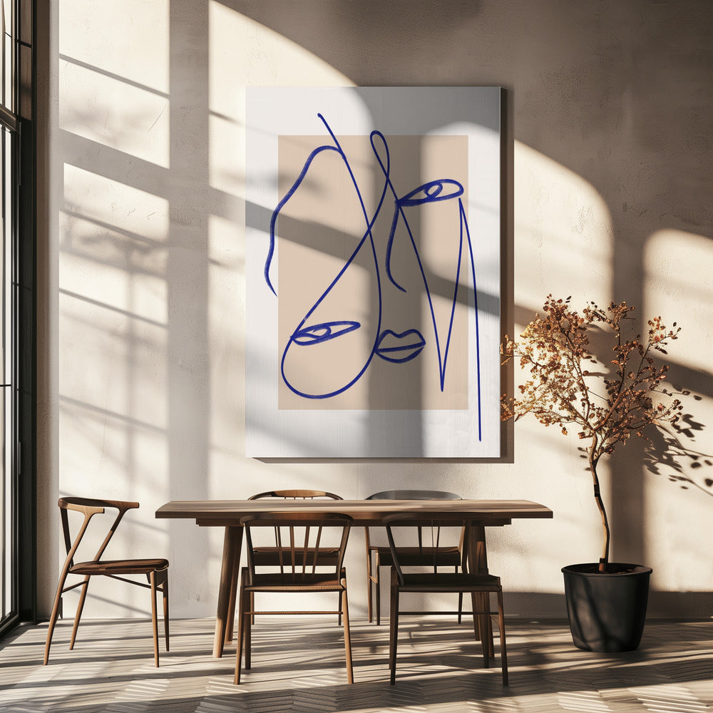 Abstrakte blaue Linienkunst | Leinwand