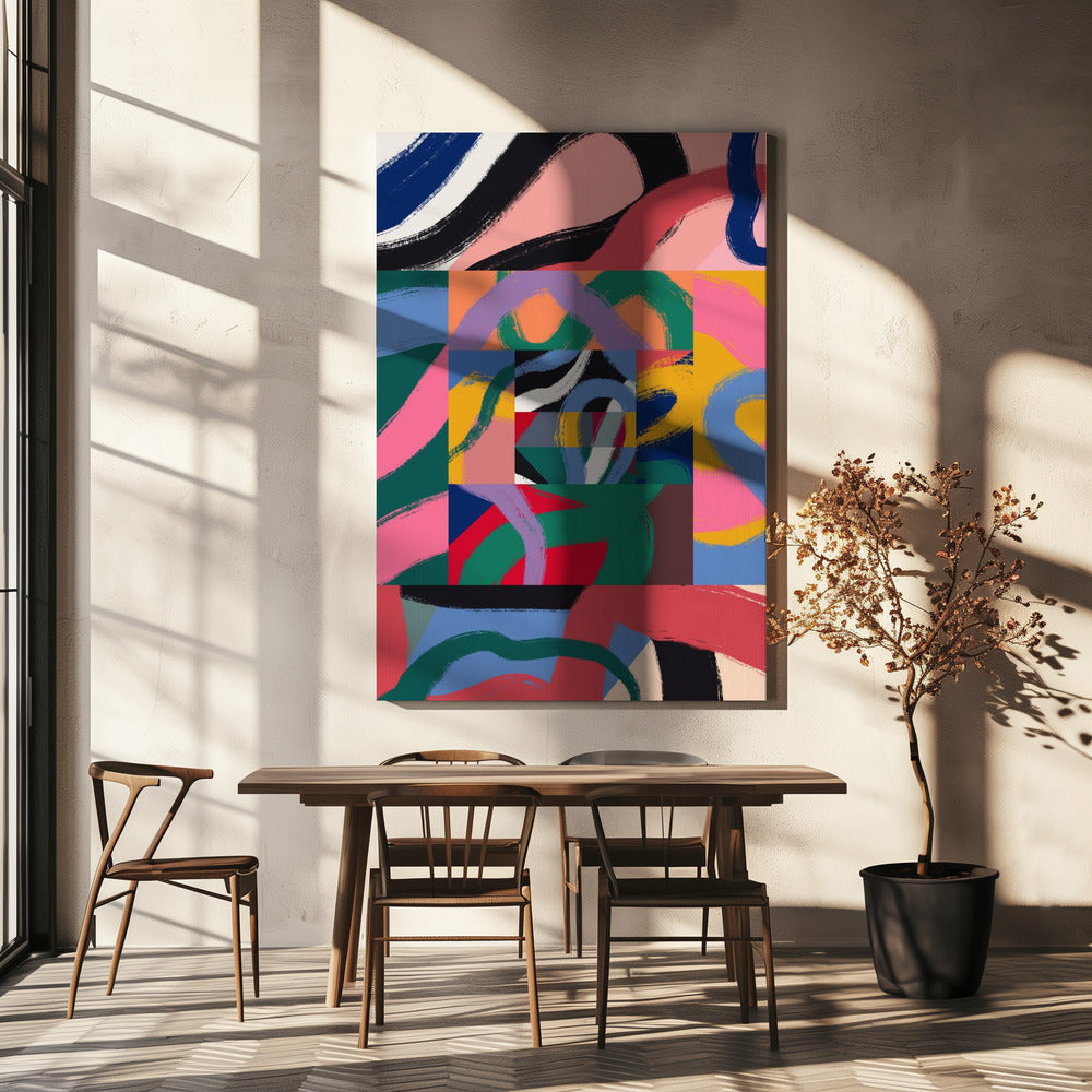 Buntes Linienband Abstrakt | Leinwand