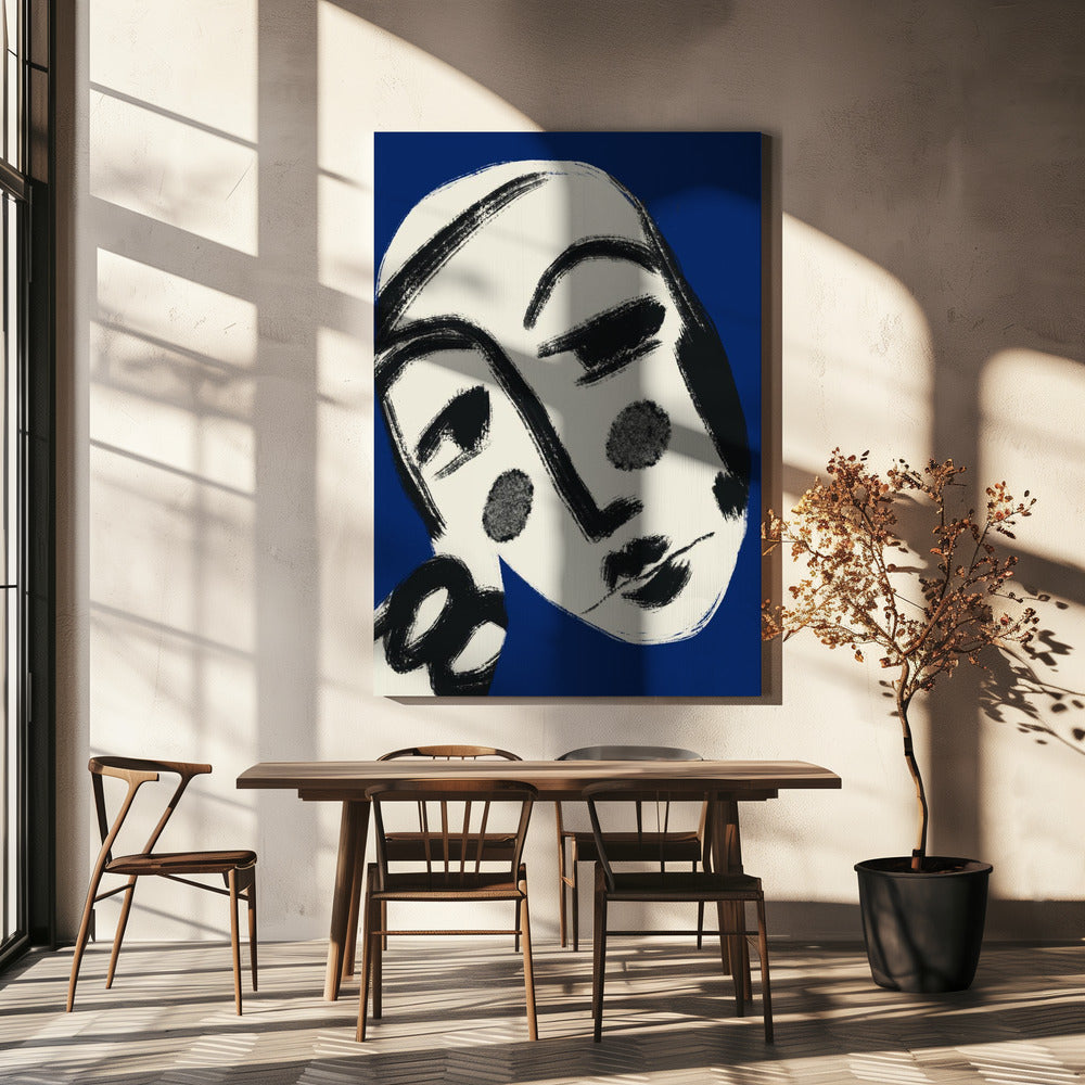 Ruhendes Portrait in Blau | Leinwand