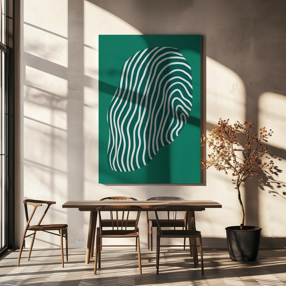Linienkunst im Weltraum-Grün | Leinwand
