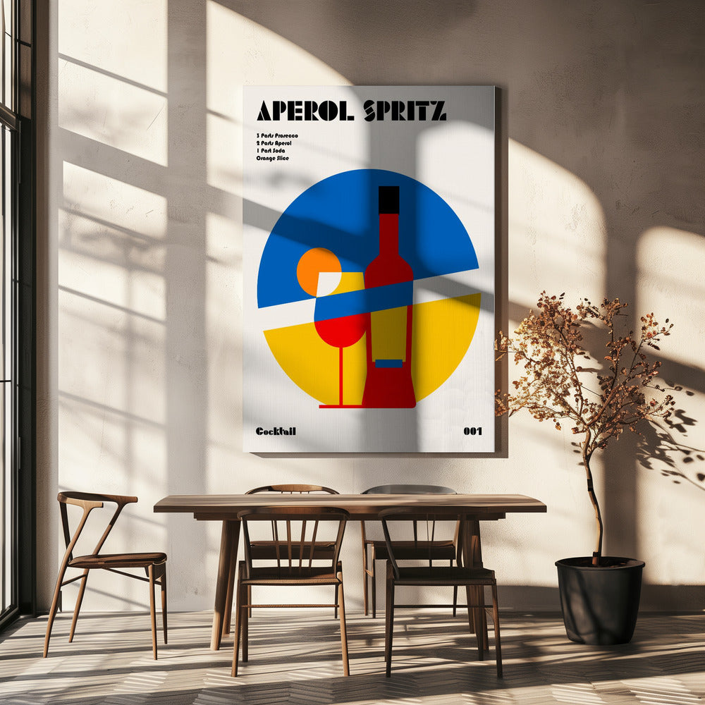Aperol Spritz Cocktail Bauhaus Kunstdruck | Leinwand