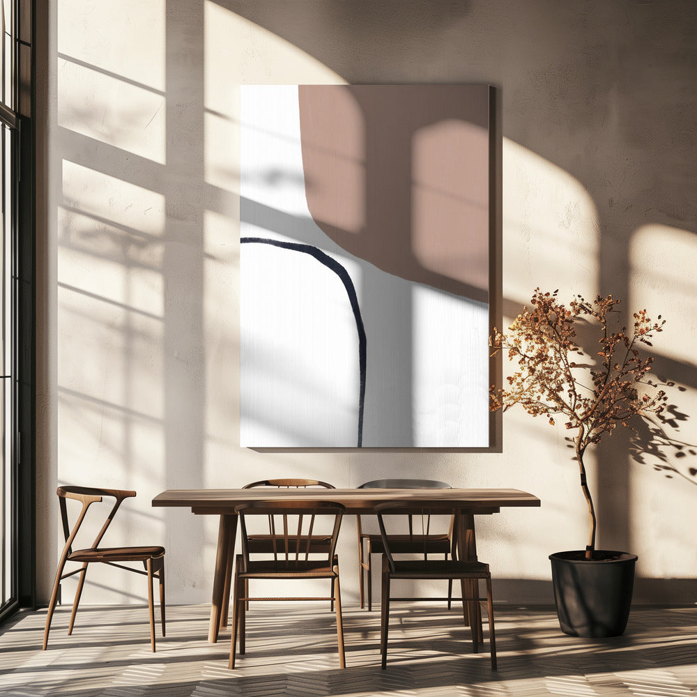 Weiche beige und schwarze Linien | Leinwand
