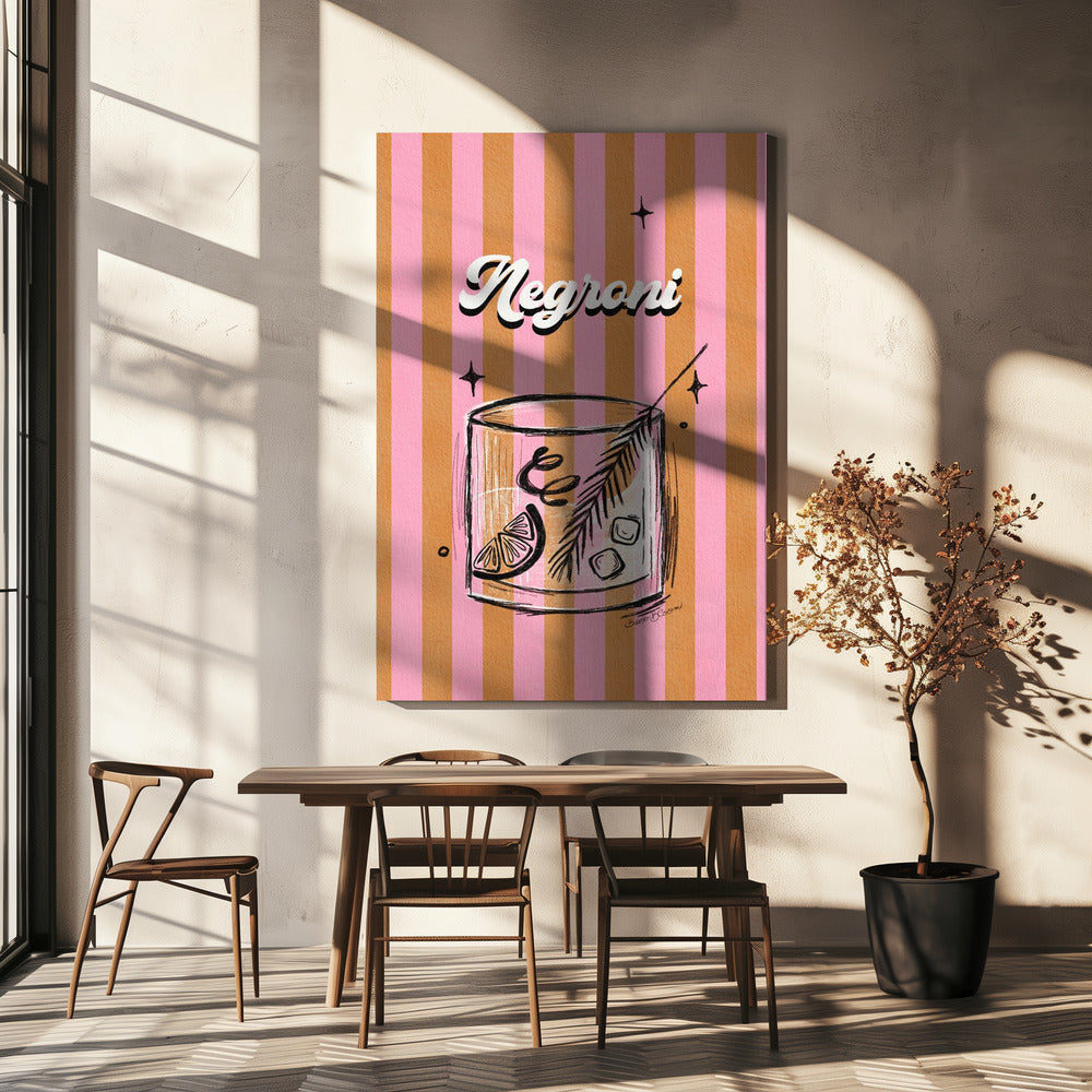 Negroni Drink auf Streifen | Leinwand
